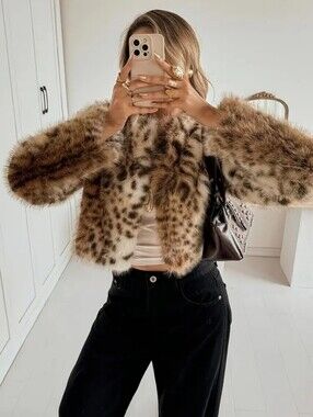 Leopard Print Faux Velvet Coat | Women'S Thick Warm Short Faux Jacket, Street